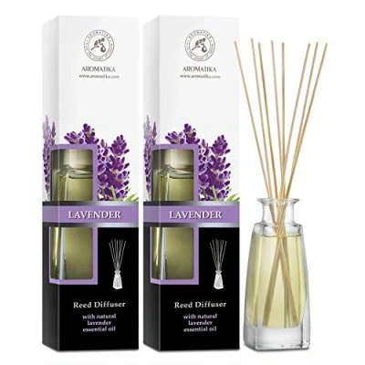 Bild av Reed Diffuser Lavender 2x100ml Room Diffusers Set with Essential Oil Scented Sticks Home Fragrance Air Freshener Aroma Calming Scents