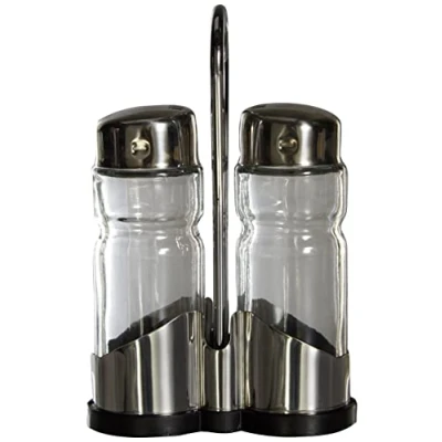 Bild av IBILI 768700 Ensemble Salière Poivrière, Acier Inoxydable, Argent/Transparent, 10 x 8 4 cm