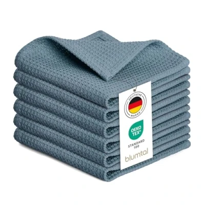Bild av Blumtal® kökshanddukar 30x30 cm i set om 6 bomull 100% tvättbara 60 C kökshandduk städduk diskhandduk kökstorkdukar blått