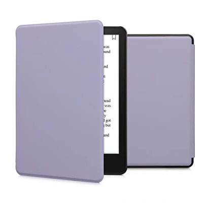 Bild av kwmobile fodral kompatibelt med Amazon Kindle Paperwhite (11. Gen 2021) PU Nubuck läder skyddande läsplatta flip lavendel
