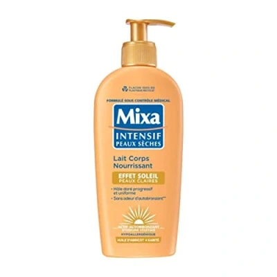 Bild av Mixa Intensiv torr hud närande kroppsmjölk sol effekt självbrännande naturligt progressivt och enhetligt gyllene skallar ljus allergivänlig 250 ml