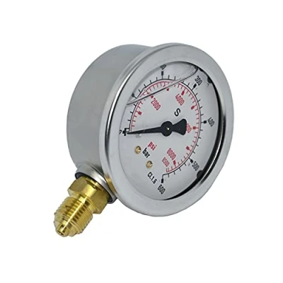 Bild av Okänd manometer glycerin Ø 63 mm vertikal 1/4 tum AG hydraulik rörfjäder KL 1,6 (0160 bar)