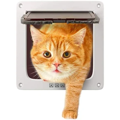 Bild av Sailnovo Kattlucka hundlucka 4 vägs magnetisk stängning för katter och små hundar hunddörr kattdörr husdjurlucka 19 x 20 2,1 cm (S, vit)
