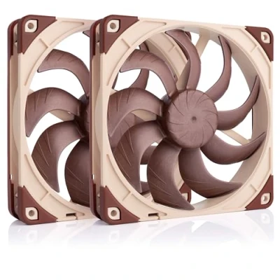 Bild av Noctua NF A14x25 G2 PWM Sx2 PP, Dubbelfläktset för Push/Pull Konfiguration och Användning Sida vid (Brunt)