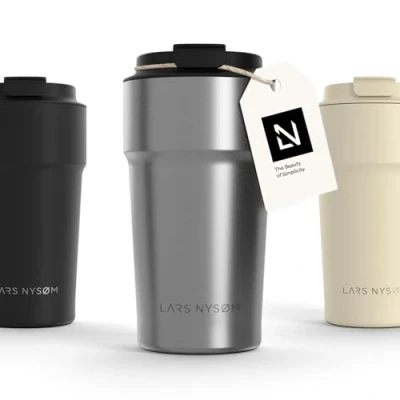 Bild av LARS NYSØM Thermo Kaffeebecher to go 500ml er Travel Mug 0,5 Liter med isolering Utsläppssäker rostfri termosmugg för kaffe och te på språng Teebecher (Stainless Steel, 500ml)