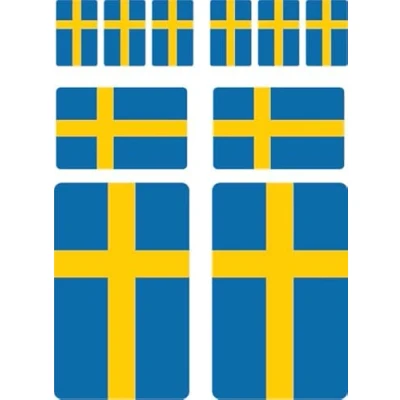 Bild av 10 stycken flaggor klistermärken Sverige set bilklistermärken offsettryck