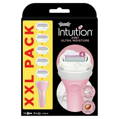 Bild av WILKINSON SWORD Intuition Ultra Moisture för kvinnor Ingen rakgel behövs Rakhandtag + 5 blad påfyllningar