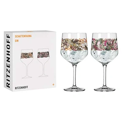 Bild av RITZENHOFF 3691002 gin glas 700 ml serie skuggfauna set nr 2, 2 stycken, leopard och uggla Made in Germany