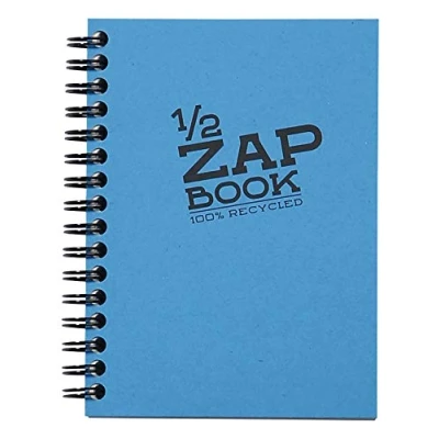Bild av Clairefontaine Ref 8348C återvunnen 1/2 zap böcker (80 ark) A6 (105 x 148 mm) i storlek, 80 gsm återvunnet papper, trådbunden rygg slumpmässigt färgskydd