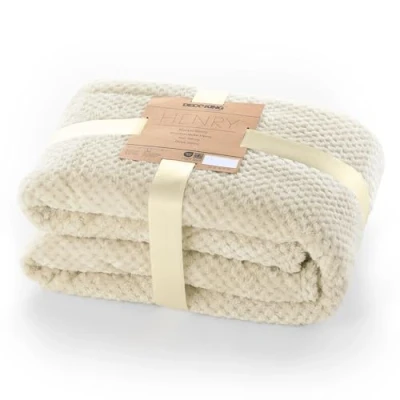 Bild av DecoKing gosig filt 220 x 240 cm beige mikrofiber levande överkast fleece mjuk skandinavisk stil cappuccino Henry