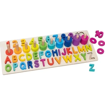 Bild av Goki Wooden Alphanumeric Puzzle 91 pieces. Trä