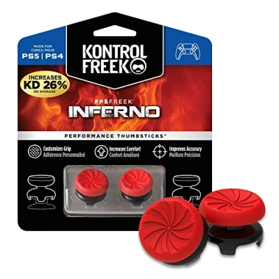 Bild av KontrolFreek FPS Freek Inferno for Playstation 4 (PS4) och 5 (PS5) Controller Performance Thumbsticks 2 High Rise Concave Röd