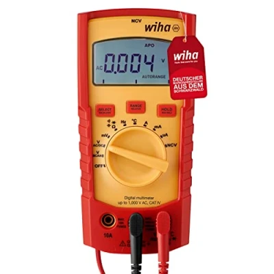 Bild av Wiha Digital multimeter upp till 1 000 V AC, CAT IV inkl. 2 x AAA batterier I med True RMS funktion LCD skärm (45215)