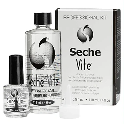 Bild av Seche Vite Dry Fast Top Coat, 14 ml, och påfyllning tratt 118 ml