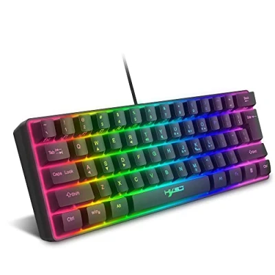 Bild av 60% Trådbundet RGB speltangentbord, 61 tangenter, bärbart mini kompakt tangentbord,11 Chroma bakgrundsbelyst, ABS flytande tangentlock, fulla anti ghosting för kontor/spel