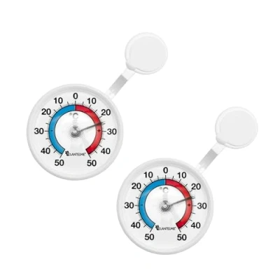 Bild av Lantelme 4081 självhäftande fönstertermometrar för utomhusbruk, trädgård, fönster, termometer, analog, glas, 2 st. tillverkad i Tyskland