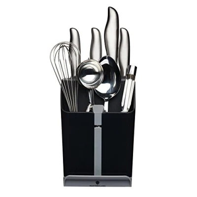 Bild av MasterClass Smart Space Knivblock Och Hållare För Köksredskap, Med Knivslip, 15,5 x 14,5 20,5 cm, Svart/Grå, MCSPSUTENSIL