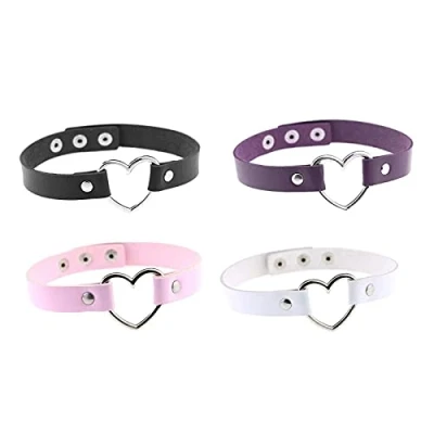 Bild av Liuxn Vintage halsband hjärta kraghalsband set, 4 pack .., Count (Pack of 1), Metall Läder