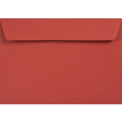 Bild av 100 röd DIN C6 naturkuvert utan fönster (114 x 162 mm) rak flik självhäftande lim, kreativ Ruby, färgade naturpapperskuvert, återvunna kuvert återvinning