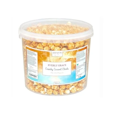 Bild av Everly Grace Popcorn Crunchy Caramel Clouds, 600 g Popcornhink med söt karamell och bourbon vanilj, handgjord i Tyskland