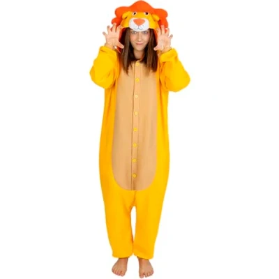 Bild av Funidelia Maskeraddräkt med lejon onesie för dam och herr Djur, Öken vuxen roliga tillbehör fester, karneval Halloween Storlek L XL Brun