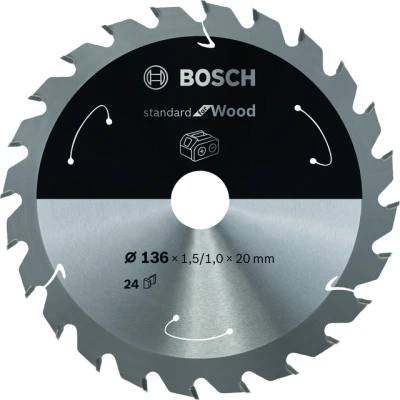 Bild av Bosch Standard for Wood cirkelsågklinga för sladdlösa sågar 136x1,5/1x20 T24