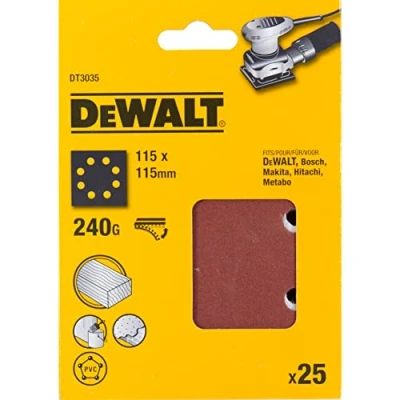 Bild av DeWalt DT3035 QZ 240G Hojas de 1/4 perforadas con kardborrband 8 krokar cirklar