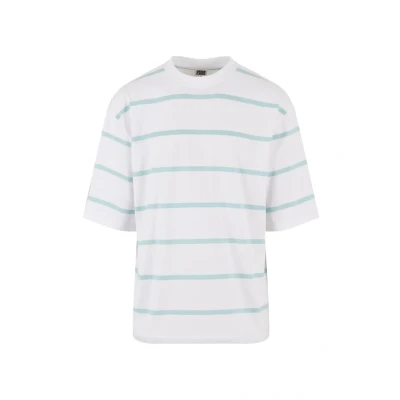 Bild av Urban Classics Oversized Sleeve Modern Stripe Tshirt med print, Storlek: Large, White oceanblue