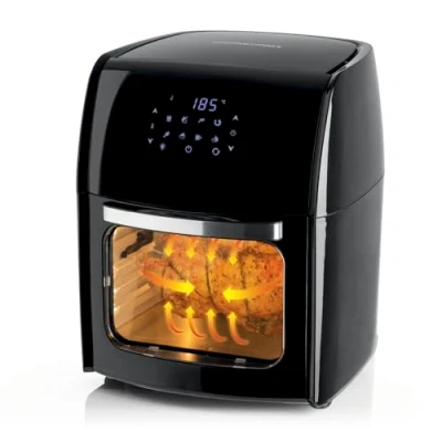Bild av GOURMETmaxx Digital varmluftsfritös 12 l XXL ugn luftfryer med timerfunktion, pekskärm, roterande spett och bakgaller fettsnål, energibesparande, fritering 8 program, 1 800 W