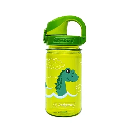 Bild av Nalgene Sustain Tritan BPA fri barnvattenflaska tillverkad av 50% plastavfall, läckagesäker, hållbar, fri, karabinervänlig, återanvändbar, 340 ml, Green Nessie