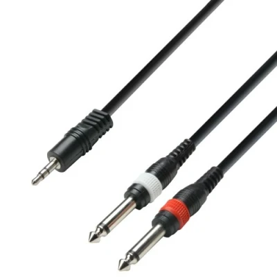 Bild av Adam Hall Cables K3YWPP0300 3 Star Series Ljudkabel, Svart, 3.5 mm Jack Stereo till 2 x 6.3 Mono, m
