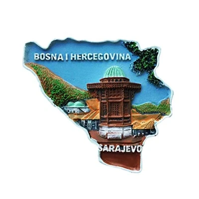 Bild av 3D Sarajevo Bosnien och Hercegovina souvenir kylskåpsmagnet, hem köksdekoration, kylskåpsmagnet polyresin hantverk