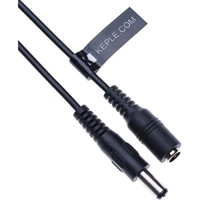 Bild av DC strömförlängningskabel med 2,1 mm/5,5 mm hane till hona uttag 1 m/3,3 fot kontakt CCTV strömkabeladapter kompatibel säkerhetskamera IP kamera DVR fristående LED remsa bildskärmar (svart)