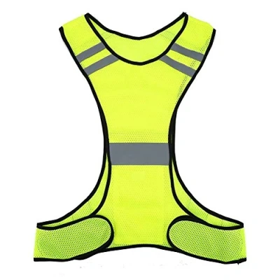Bild av Reflekterande väst, hög synlighet (200 m) varningsväst med fickor för motorcykel löpning cykling vandring jogging löpare och arbetare på natten, Fluorescerande gul