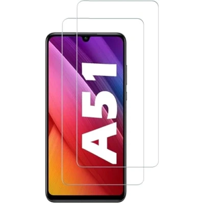 Bild av Folie kompatibel med Samsung Galaxy A51 [2 stycken] skärmskydd [inget glas] 9H glas, 100% fingeravtryckssensor nano glas