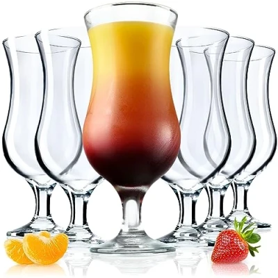 Bild av KADAX Cocktailglas, 460 ml longdrinkglas av robust glas, diskmaskinssäkra glas i en uppsättning med 6 st, dryckesglas för cocktails, vatten, smoothie (6 x ml, clementin)