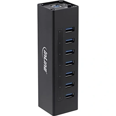 Bild av InLine 4043718214402, USB 3.2 Gen 1 (3.1 1) Type A, 5000 Mbit/s, Svart, Gjuten aluminium, ?DC