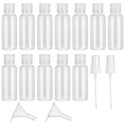 Bild av 12 pack Reseflaskor i 50 ml för påfyllning, tomma plastflaskor, kosmetiska resebehållare, flygplatsvänliga flaskor duschgel