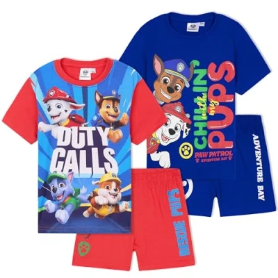 Bild av Get trend pyjamas för pojkar, korta pyjamasset barn, nattkläder, mjuka sommarnattkläder, multipack, tillgängliga presenter Multi Paw Patrol 2 pack, 4 5 Years