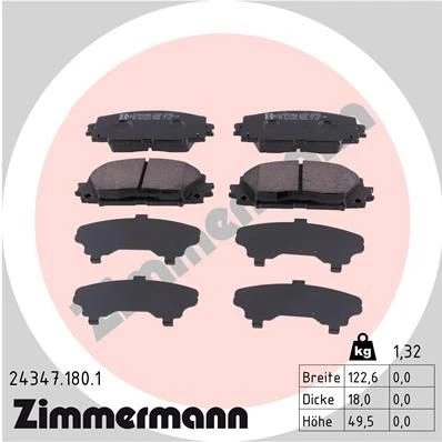 Bild av ZIMMERMANN 24347.180.1 Jeu de plaquettes frein la photo correspond au contenu livraison TOYOTA: Yaris II 3/5 portes, III portes