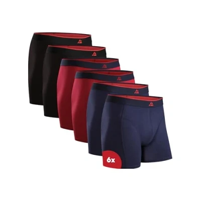 Bild av DANISH ENDURANCE 6 Pack Bambukalsonger, Mjuka Premiumkalsonger som Andas, för Män Flerfärgad (2x Svart, 2x Röd, Marinblå), XL