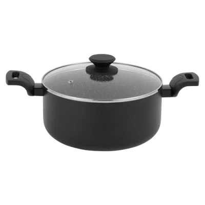 Bild av Progress BW12920EU7 marmor keramik 24 cm gryta med lock non stick matlagningsgryta metallisk marmorkeramisk beläggning, 4,65 L kapacitet, induktionshäll lämplig, pressat aluminium köksredskap,