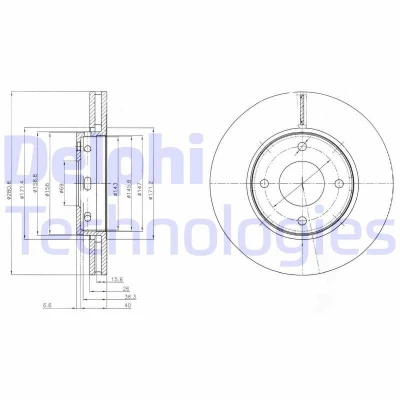 Bild av DELPHI BG4127 Disque de frein 281 26 4 ventilé huilé non traité sans roulement roue, bague ABS SMART: Forfour I, MITSUBISHI: COLT 6