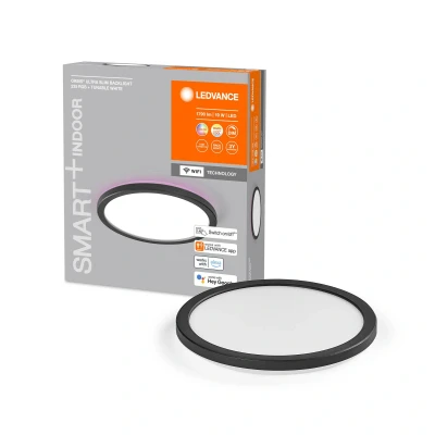 Bild av LEDVANCE SMART+ ORBIS WiFi panelljus, svart, 19W, 1790lm, 235mm, justerbart vitt ljus (2700K 6500K), ram med RGB färgljus, dimbar, appkontrollerbar, kompatibel Amazon, Google, etc.