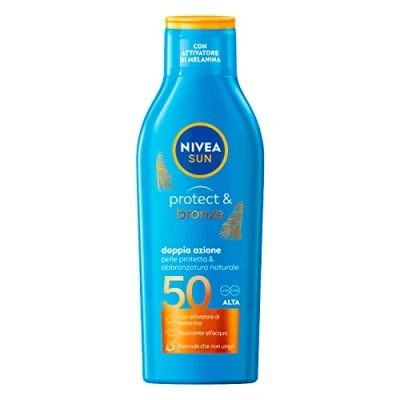 Bild av NIVEA SUN Latte Solar Protect &amp; Bronze FP 50 200 ml, solkräm för gyllene solbränna, intensiv och jämn, solskydd med melaninaktivator