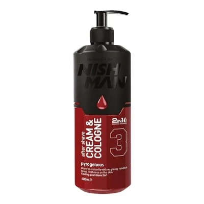 Bild av NISHMAN Aftershave Cream Cologne 03 Pyrogenous 400ml 2in1 Kräm &amp; Cologne, Extra Återfuktande för Män Uppfriskande Kylande Post Shave Spray Lotion