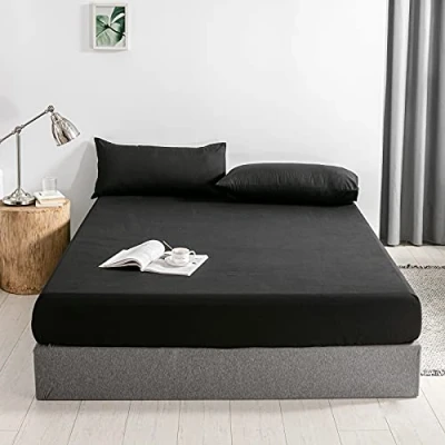 Bild av Good Nite Spännlakan, 120 x 200 cm, svart polyester, lakan, 30 extra djupa ficklakan, formsydda mjuka och ventilerande, maskintvättbar