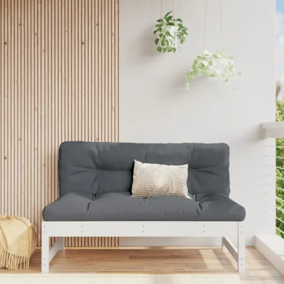Bild av vidaXL Mittensoffa vit 120x80 cm massiv furu, mittensits, trädgårdssoffa, utomhussoffa, mittensitsar, trädgårdssoffor, träsoffa