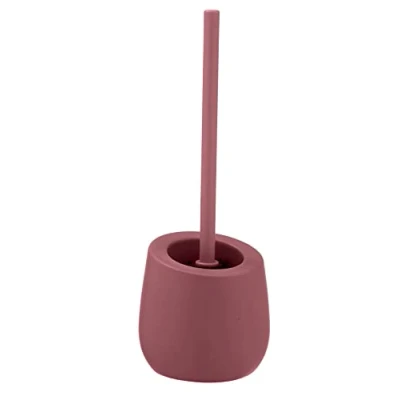 Bild av WENKO Toalettuppsättning Badi, badrumstillbehör av högkvalitativ keramik med matt yta, inkl. toalettborste Ø 7,5 cm silikonborsthuvud i svart non stick effekt, 13,5 x 38 cm, gammalrosa
