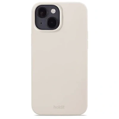 Bild av Holdit Silikonskal iPhone 14 0,8 mm tunt mobilskal silikon trendigt Fullt skydd (upphöjd kant för kameraskydd) Light Beige